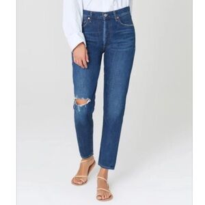 Citizens of Humanity Liya High Rise Classic Fit Crop Distressed Jean Size 24
